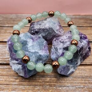 Green Aventurine and Copper Hematite Beaded Bracelet